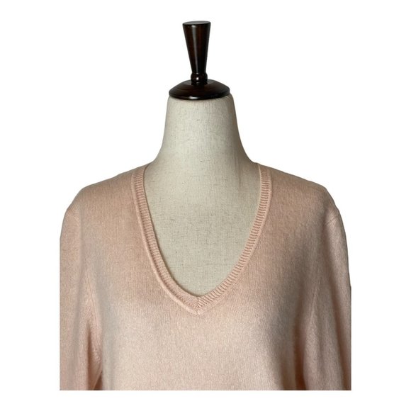 Charter Club Pink 100% 2 Ply Cashmere V- Neck Balloon Sleeve Sweater Size L - Picture 4 of 7
